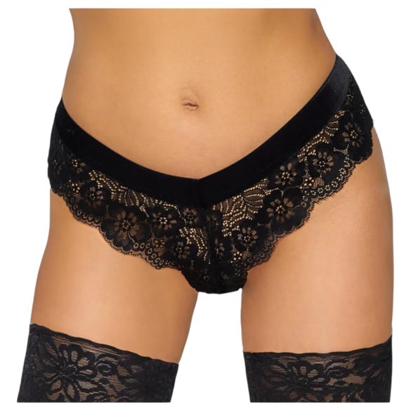 Cottelli Party - mežģīņu biksītes ar ķēdēm (melna) - XL