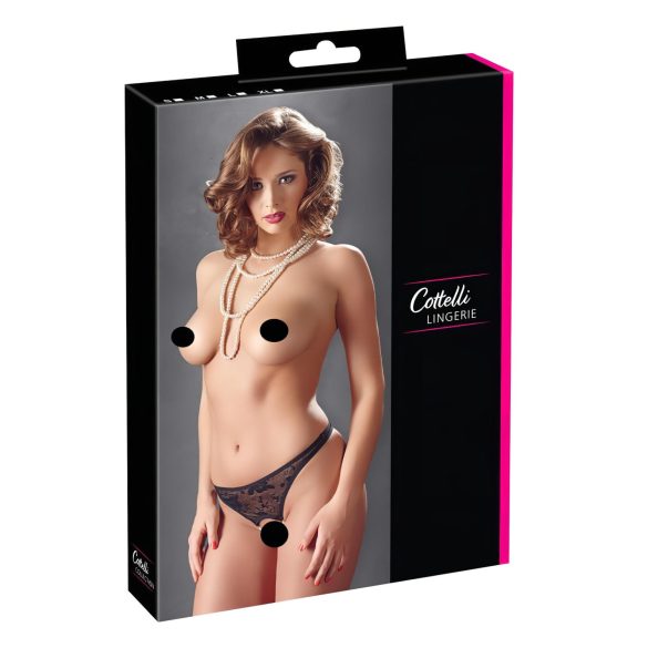 Cottelli - Melnbaltas pērļu mežģīņu stringbiksītes - M