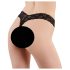 Cottelli - divkāršs pērlīšu mežģīņu stringi (melni) - XL