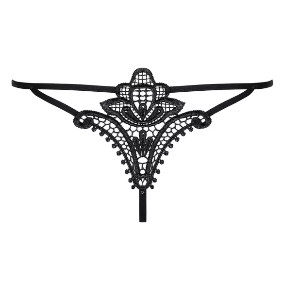 Obsessive Luiza - sieviešu stringi ar tulpju rakstu melni - L/XL