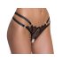 Cottelli - luksusa atvērta stringu biksīte ar gredzenu (melna) - M/L