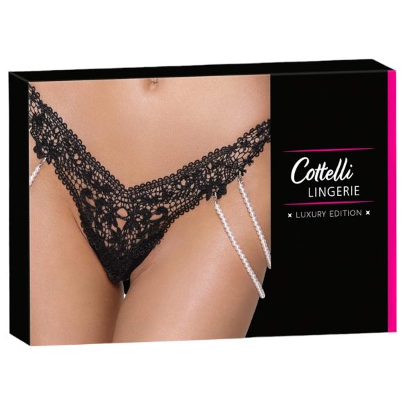 Cottelli - grezns izšūts pērļu stringbiksītes (melns)