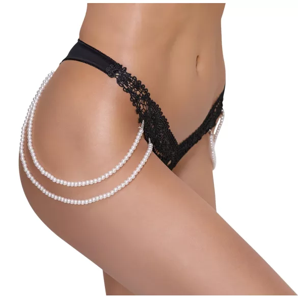 Cottelli - luksusa izšūts pērļu stringbiksītes (melns)