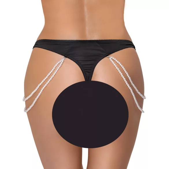 Cottelli - luksusa izšūts pērļu stringbiksītes (melns)
