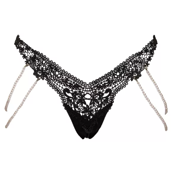 Cottelli - luksusa izšūts pērļu stringbiksītes (melns)