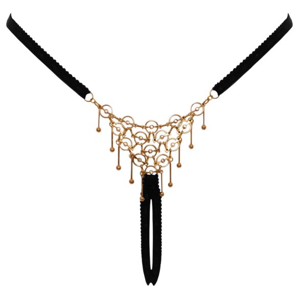 Cottelli - atvērta stringu biksīte ar dekoru - melna (S-L)