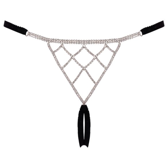 Cottelli - atvērta stringa biksītes ar sudraba rotājumu - melnas (S-L)