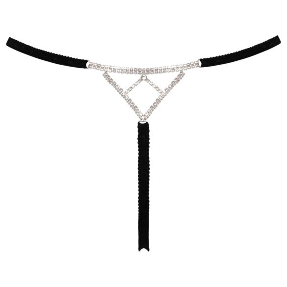 Cottelli - atvērta stringa biksītes ar sudraba rotājumu - melnas (S-L)