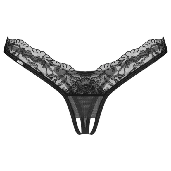 Obsessive - sieviešu caurspīdīga mežģīņu stringi melni - L/XL