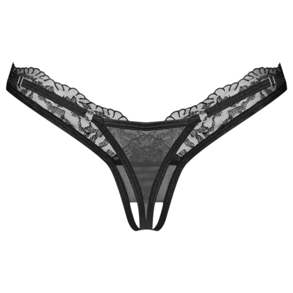 Obsessive - sieviešu caurspīdīga mežģīņu stringi melni - L/XL