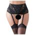 Cottelli Plus Size - mežģīņu, korsetes zeķturi (melni) - 4XL