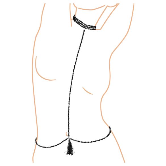 Cottelli - Pērļota rotā ķermeņa siksna ar kakla lenti (melna)