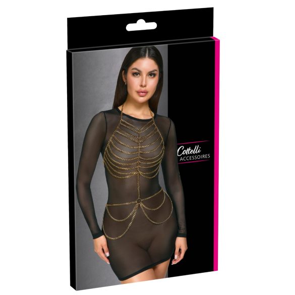 Cottelli - ķermeņa siksna ar ķēdēm zelta krāsā
