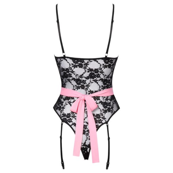 Cottelli - sieviešu caurspīdīgs kalpones kostīms melns/rozā - M