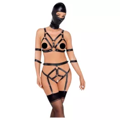 Bad Kitty - ķermeņa siksnu komplekts ar masku melns