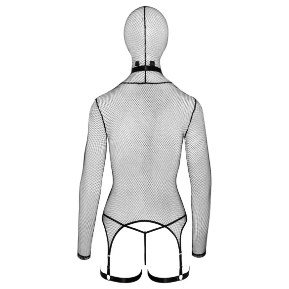 Bad Kitty - BDSM caurspīdīgs neca komplekts ar pletni melns - L