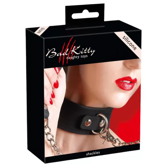 Bad Kitty - silikona kaklasiksna un pavada melna