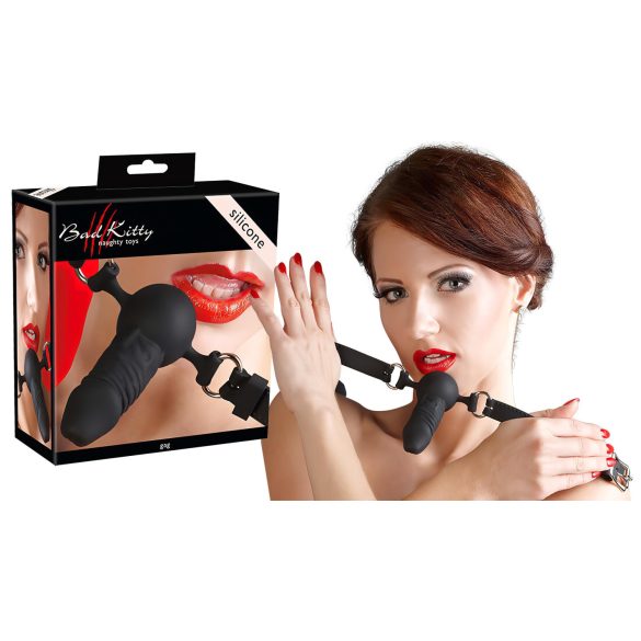 Bad Kitty - silikona mutes spraudnis ar mazo dildo (melns)