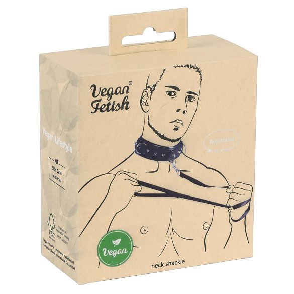 Vegāns fetišs - kniedētu apkakle ar pavadu (melns)