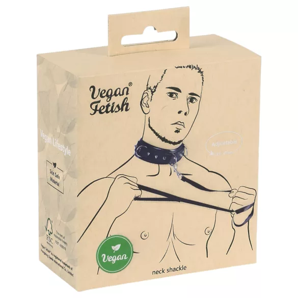 Vegan Fetish - vegānais apkakle ar radzēm un pavada melna
