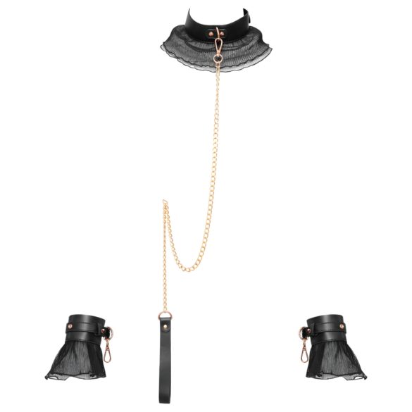 Bad Kitty - mežģīņu sasiešanas komplekts (4 daļas) - melns