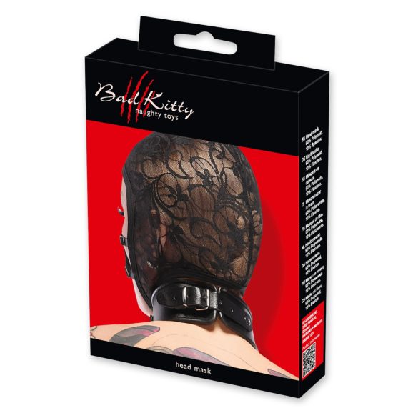 Nerātnais kaķēns - mežģīņu maska ar lentēm (melna)