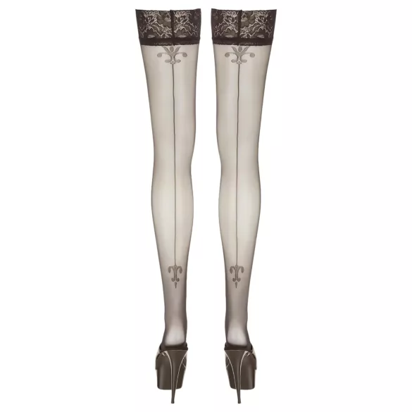 Cottelli - sieviešu zeķes ar liliju rakstu un svītrām, melnas