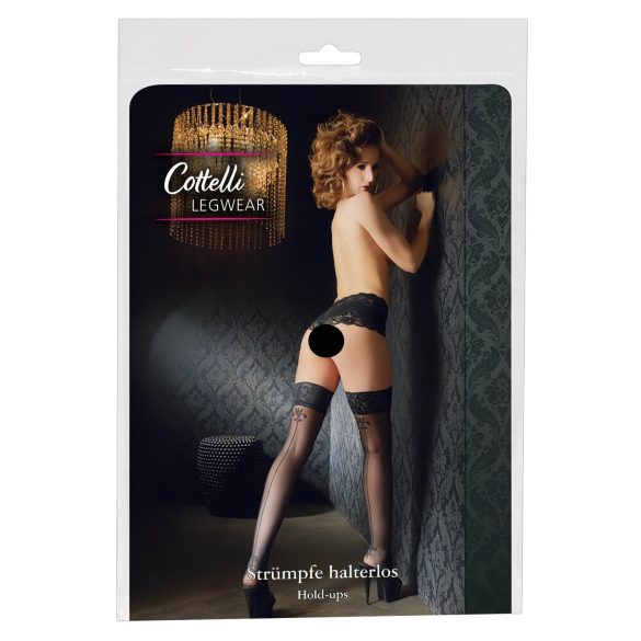 Cottelli - liliju rakstu, svītrainas zeķes (melnas) - 5