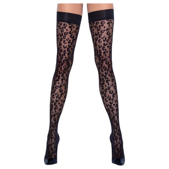 Cottelli Legwear - melna leopardu raksta zeķes - 4
