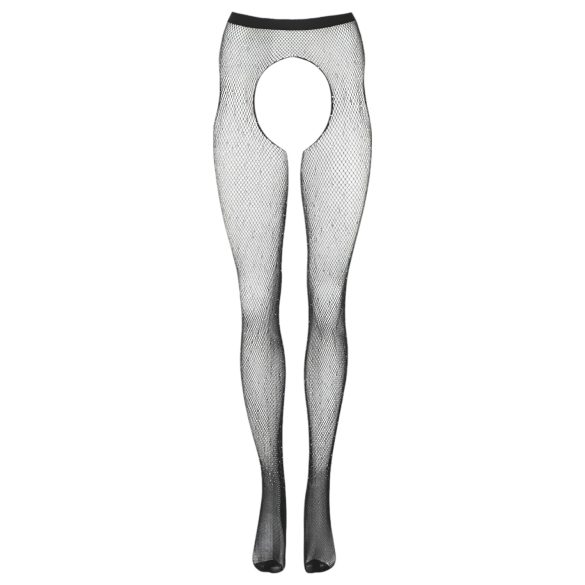 Cottelli Legwear - Atvērti, mirdzoši melni zeķubikses (S-L)