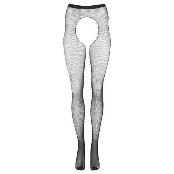 Cottelli Legwear - atvērtas, mirdzošas, melnas zeķes (S-L)