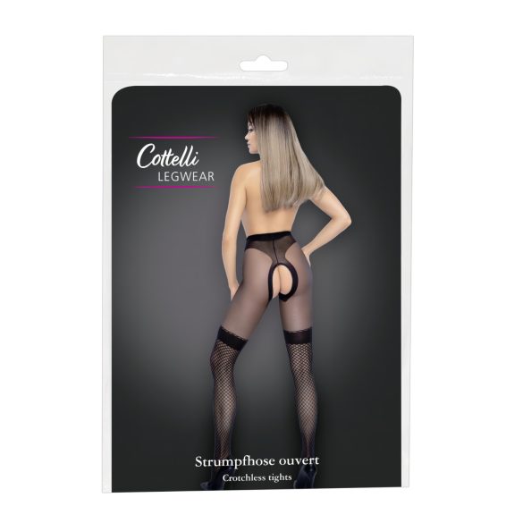 Cottelli - atvērtas zeķes ar tīkla audumu (melna) - 3
