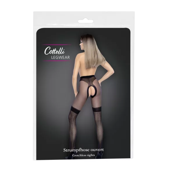 Cottelli - atvērtas zeķes ar tīkliņveida ielaidumiem melnas - 5
