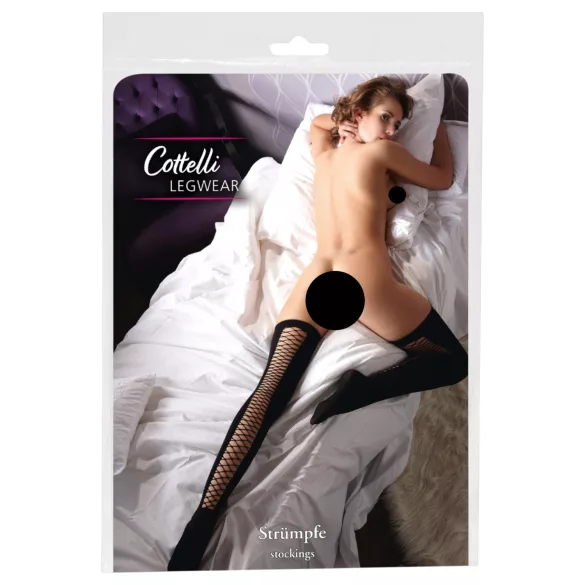 Cottelli - pašnesošas tīkliņzeķes virs ceļgala (melnas) - S/M