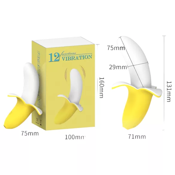 Lonely - vibrators ūdensizturīgs uzlādējams banāna forma dzeltenbalts
