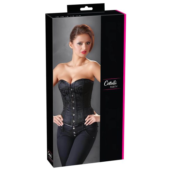 Cottelli - izšūts ballīšu korsete (melna) - 2XL