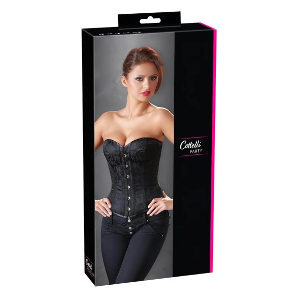 Cottelli - izšūts ballīšu korsete (melna) - 2XL