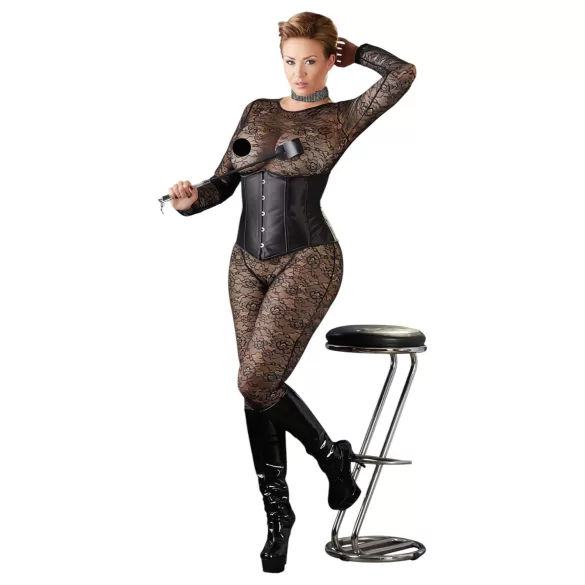 Cottelli plus size korsete satīna melna - 4XL