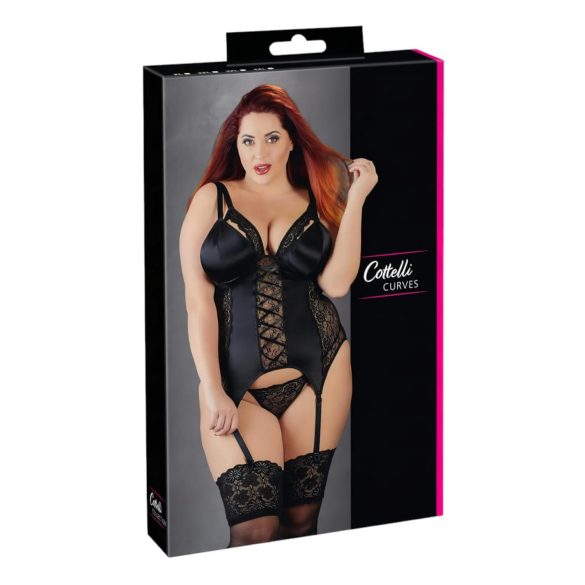 Cottelli Plus Size - maināma melna augšdaļa ar zeķturiem