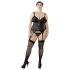 Cottelli Plus Size - maināma melna augšdaļa ar zeķturiem - 2XL