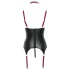 Cottelli Bondage - sieviešu lateksa tops ar krūšu atverēm un apkakli melns - M