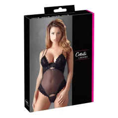   Cottelli - sieviešu ķermeņa bodijs, samtaina, regulējama, melna - 80B/M