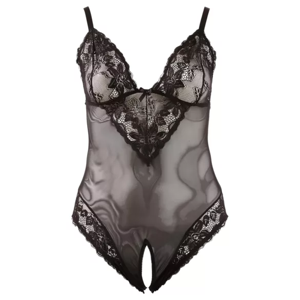 Cottelli plus size mežģīņu bodijs melns - XXXXL
