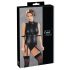 Cottelli Bondage - bezpiedurkņu spīdīgs bodijs un roku aproces (melns) - XL