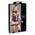 Cottelli Bondage - sieviešu atvērts spīdīgs bodijs ar roku dzelžiem melns - XL