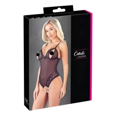 Cottelli - atvērts mežģīņu pērļu bodijs melns