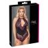Cottelli Plus Size - ziedu bodijs (melna-violeta) - 2XL