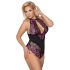 Cottelli Plus Size - ziedu bodijs (melna-violeta) - 4XL