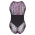 Cottelli plus size sieviešu mežģīņu bodijs melns/lillā - 4XL