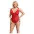 Cottelli Curves - mežģīņu bodijs caurspīdīgs sarkans - 2XL